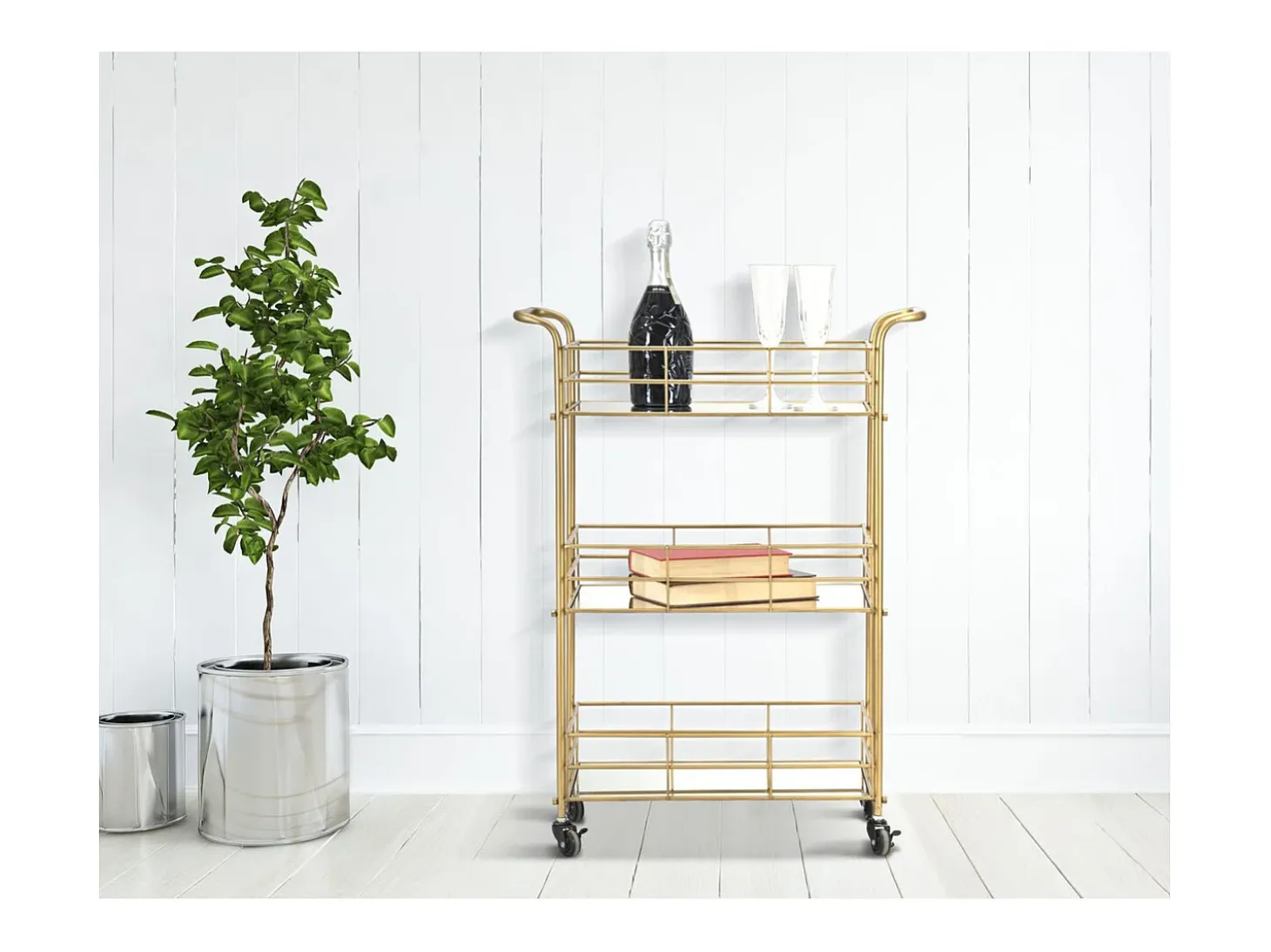 Carrito VKH4, Oro, 60x30,5x80 cm, Kendra Home