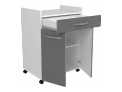 Carro 60 cm - 1 cajón y 1 puerta - 60 x 44 x 81 cm - Color gris brillo