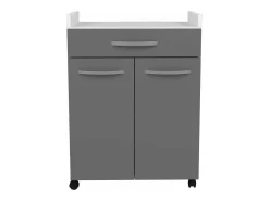Carro 60 cm - 1 cajón y 1 puerta - 60 x 44 x 81 cm - Color gris brillo