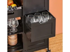 Carro de Almacenamiento Mueble Auxiliar Cocina Carrito de Servir con 3 Cajones 2 Estantes y 1 Bandeja Extraíble Negro FKW79-SCH SoBuy ES