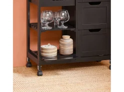 Carro de Almacenamiento Mueble Auxiliar Cocina Carrito de Servir con 3 Cajones 2 Estantes y 1 Bandeja Extraíble Negro FKW79-SCH SoBuy ES