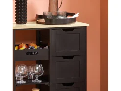 Carro de Almacenamiento Mueble Auxiliar Cocina Carrito de Servir con 3 Cajones 2 Estantes y 1 Bandeja Extraíble Negro FKW79-SCH SoBuy ES
