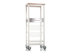Carro de cocina alto, Carro Verdulero - color Blanco, Inox, Olmo - 123*48,5*34 cm - ONDA ALTO