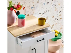 Carro de cocina con encimera de madera de pino blanco