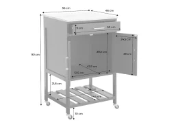 Carro de cocina con encimera de madera de pino blanco