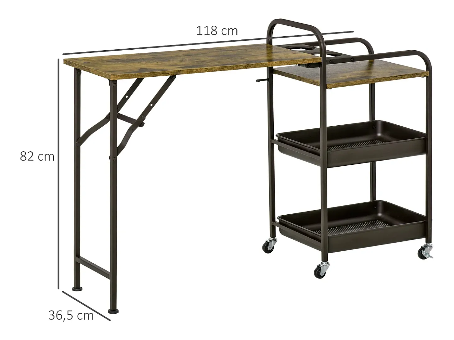 Carro de cocina marrón rústico 118x36.5x82 cm HOMCOM