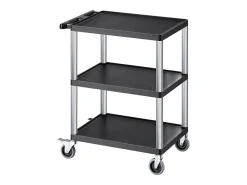 Carro de Servicio SucceBuy Carro Utilitario con Ruedas de Plástico Resistente de 3 Niveles con Ruedas Giratorias de 360° (2 con Frenos), 695 x 460 x 825 mm