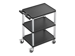 Carro de Servicio SucceBuy Carro Utilitario con Ruedas de Plástico Resistente de 3 Niveles con Ruedas Giratorias de 360° (2 con Frenos), 695 x 460 x 825 mm