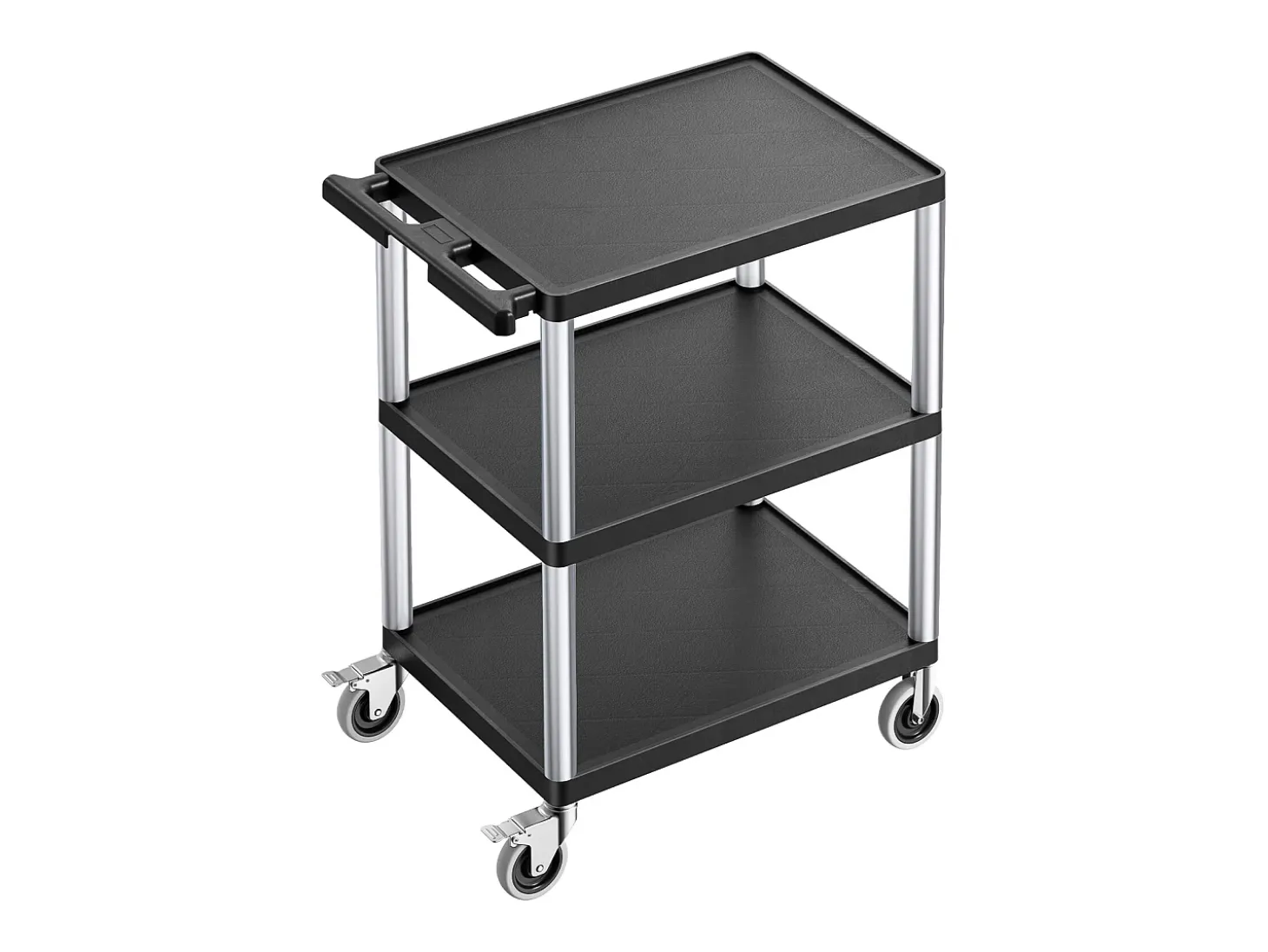 Carro de Servicio SucceBuy Carro Utilitario con Ruedas de Plástico Resistente de 3 Niveles con Ruedas Giratorias de 360° (2 con Frenos), 695 x 460 x 825 mm