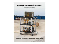 Carro de Servicio SucceBuy Carro Utilitario con Ruedas de Plástico Resistente de 3 Niveles con Ruedas Giratorias de 360° (2 con Frenos), 695 x 460 x 825 mm
