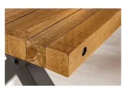 CAVARA – Madera de pino reciclado barnizado y metal negro – 240 cm – Estilo industrial