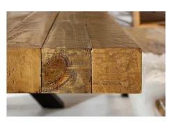CAVARA – Madera de pino reciclado barnizado y metal negro – 240 cm – Estilo industrial
