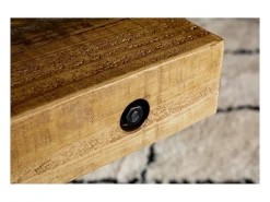 CAVARA – Madera de pino reciclado barnizado y metal negro – 240 cm – Estilo industrial