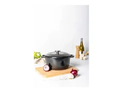 Cazuela de hierro fundido esmaltado COSY & TRENDY FONTESTIC Ø24 cm 4,6 L para todo tipo de fuegos inducción negro con tapa de gotas