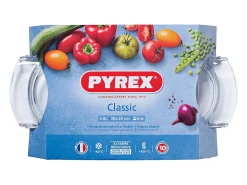 Cazuela ovalada Classic Vidrio Pyrex con tapa 15x39x23 cm