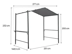 Cenador pérgola para barbacoa - 277 x 149 cm - Antracita