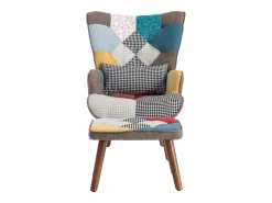 Chaise longue con reposapiés - 69 x 51 x 95,5 cm - con respaldo y cojín - Multicolor