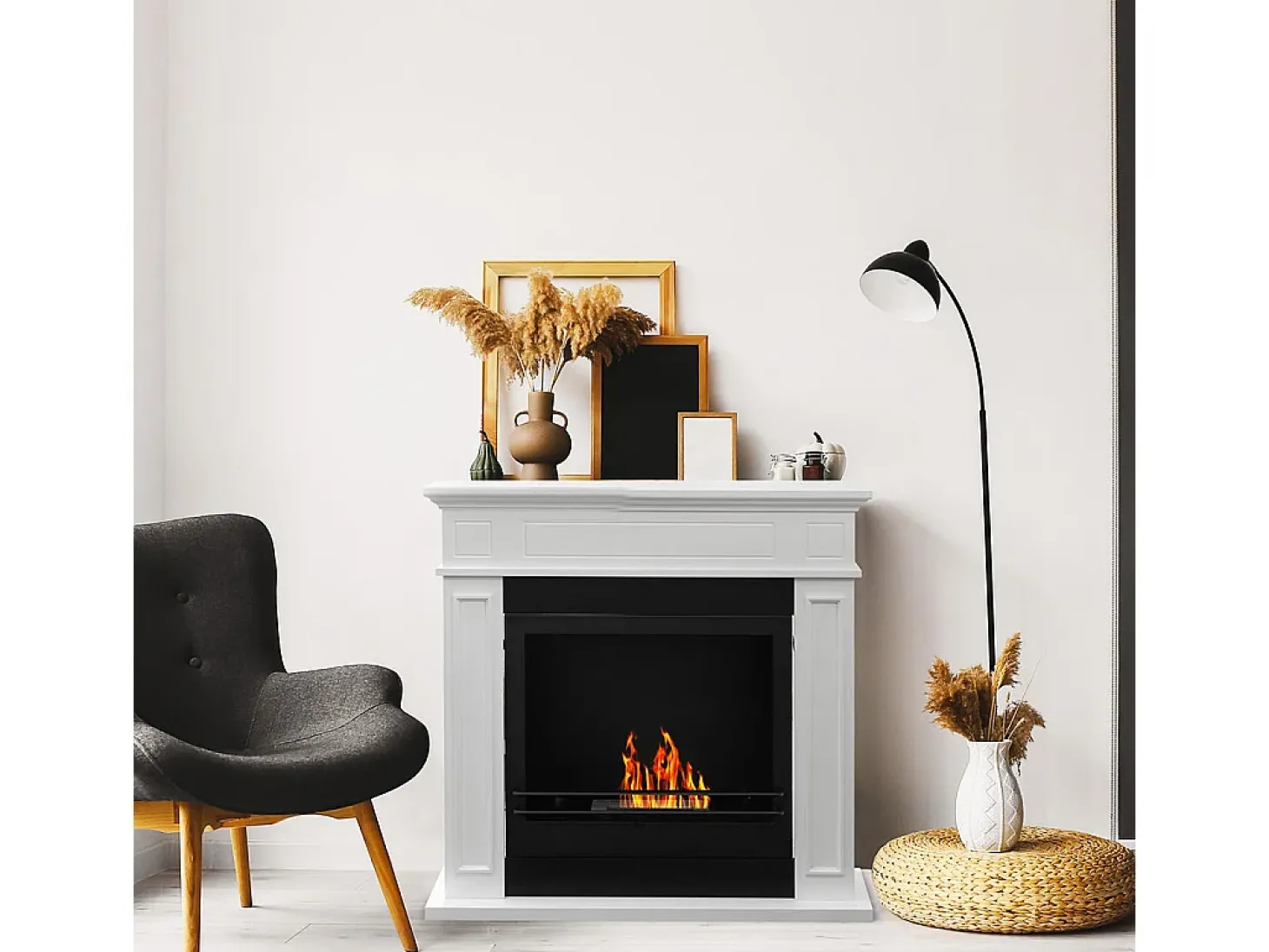Chimenea de bioetanol biochimenea de suelo JEFFERSON Blanco L 89,5 x H 90,5 x D 28