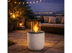 Chimenea de bioetanol, brasero de jardín, de pie, para uso interior y exterior, RAFFAELLO Corda Beige, d.35 x h.55
