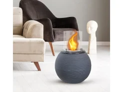 Chimenea de bioetanol, brasero de jardín, de pie, para uso interior y exterior, hierro fundido BOTTICELLI, gris, 40 x 54 cm.