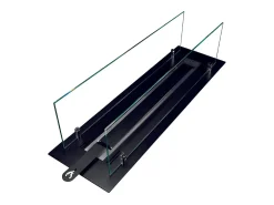 Chimenea de bioetanol de acero con quemador y cristal de 65 cm.
