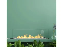 Chimenea de bioetanol de acero con quemador y cristal de 65 cm.