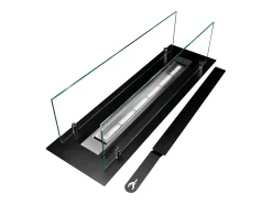 Chimenea de bioetanol de acero con quemador y cristal de 65 cm.