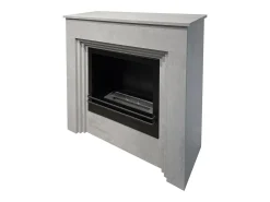 Chimenea de bioetanol de pie BELLINI de madera con efecto hormigón, fabricada en Italia, L96 x P35 x H96