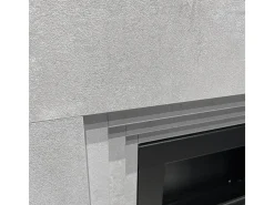 Chimenea de bioetanol de pie BELLINI de madera con efecto hormigón, fabricada en Italia, L96 x P35 x H96