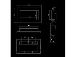 Chimenea de bioetanol de pared o empotrada Pisa Black L 65 x P 12 x H 40