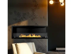 Chimenea de bioetanol de esquina empotrada, biochimenea de esquina 120x45 SUTRI 120 DX