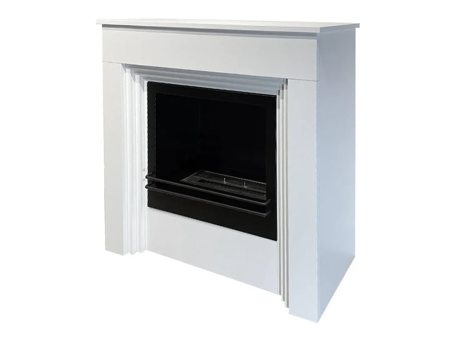 Chimenea de bioetanol de pie BELLINI de madera blanca, fabricada en Italia, L96 x P35 x H96