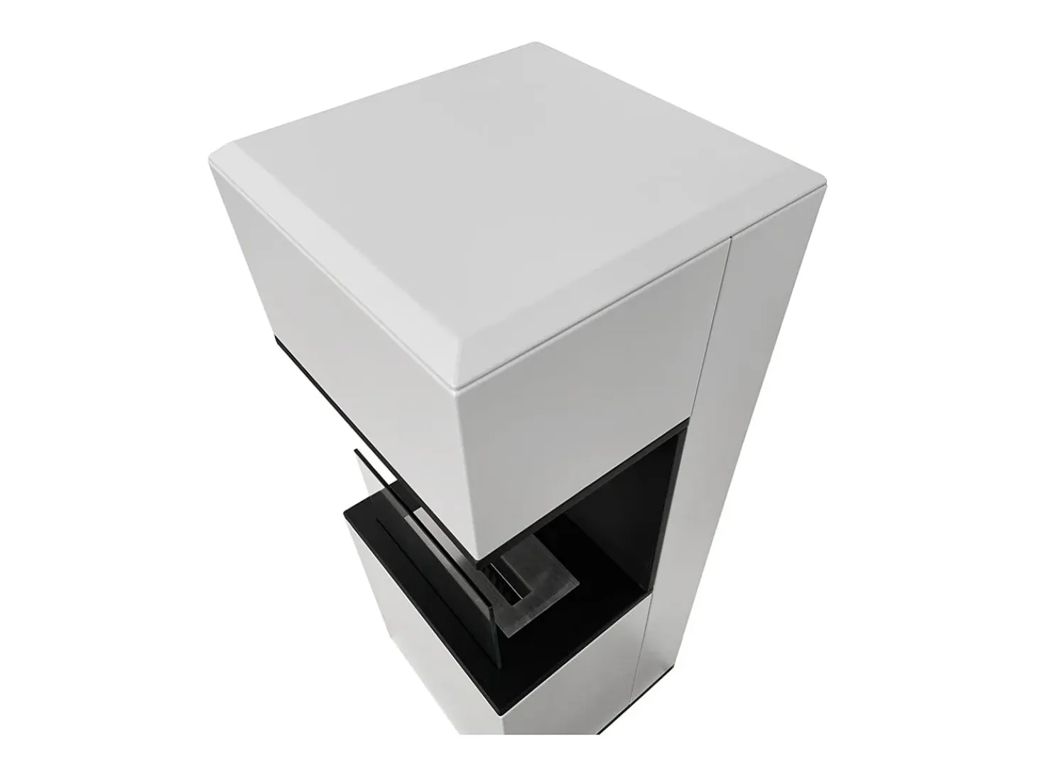 Chimenea de bioetanol de suelo Oslo en acero blanco L38xP38xH100