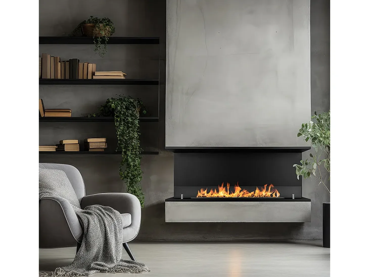 Chimenea de bioetanol empotrada TREVI 120, 3 lados, 3 lados abiertos, 120x50 cm