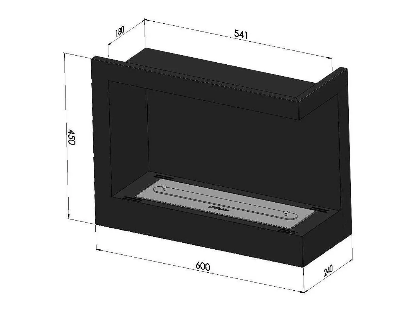 Chimenea de bioetanol empotrada SimpleFire Corner 600 Right con cristal