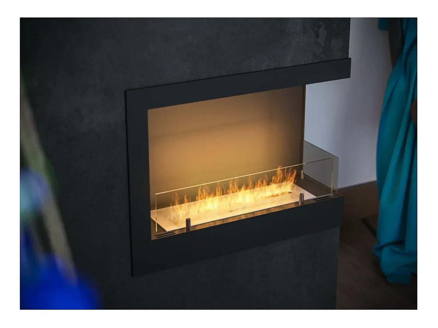 Chimenea de bioetanol empotrada SimpleFire Corner 600 Right con cristal