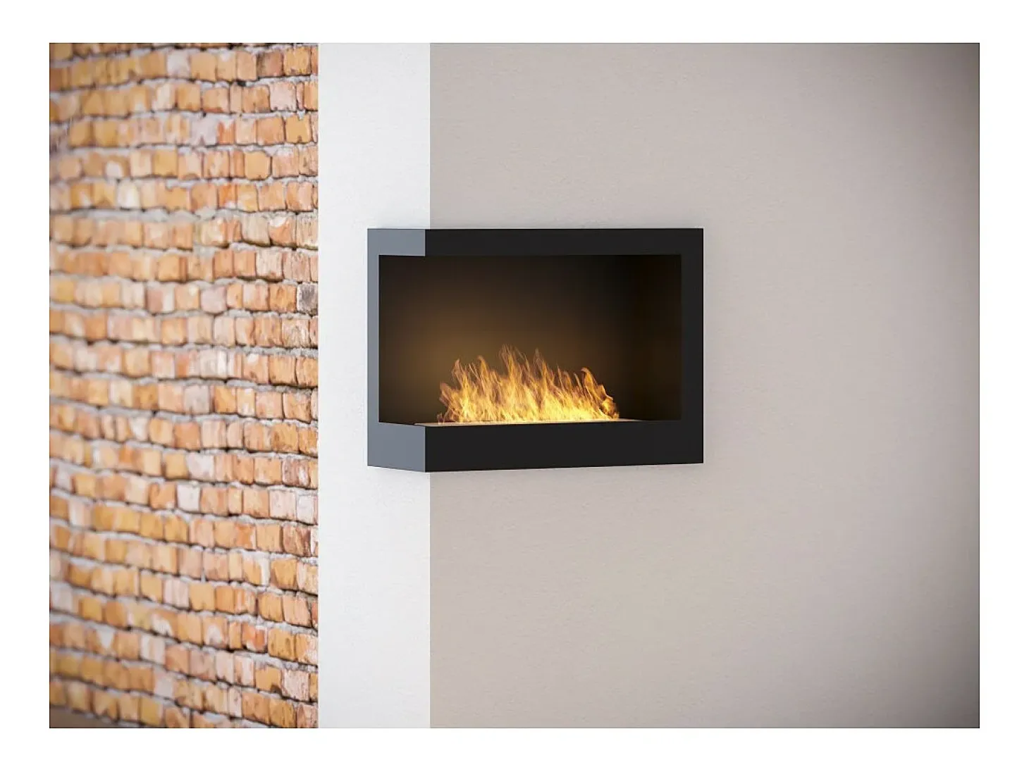 Chimenea de bioetanol empotrada SimpleFire Corner 600 Left con vidrio