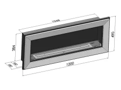 Chimenea de bioetanol empotrada Frame 1200 SimpleFire con cristal - Negro mate