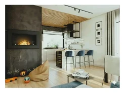 Chimenea de bioetanol empotrada Frame 1200 SimpleFire con cristal - Negro mate