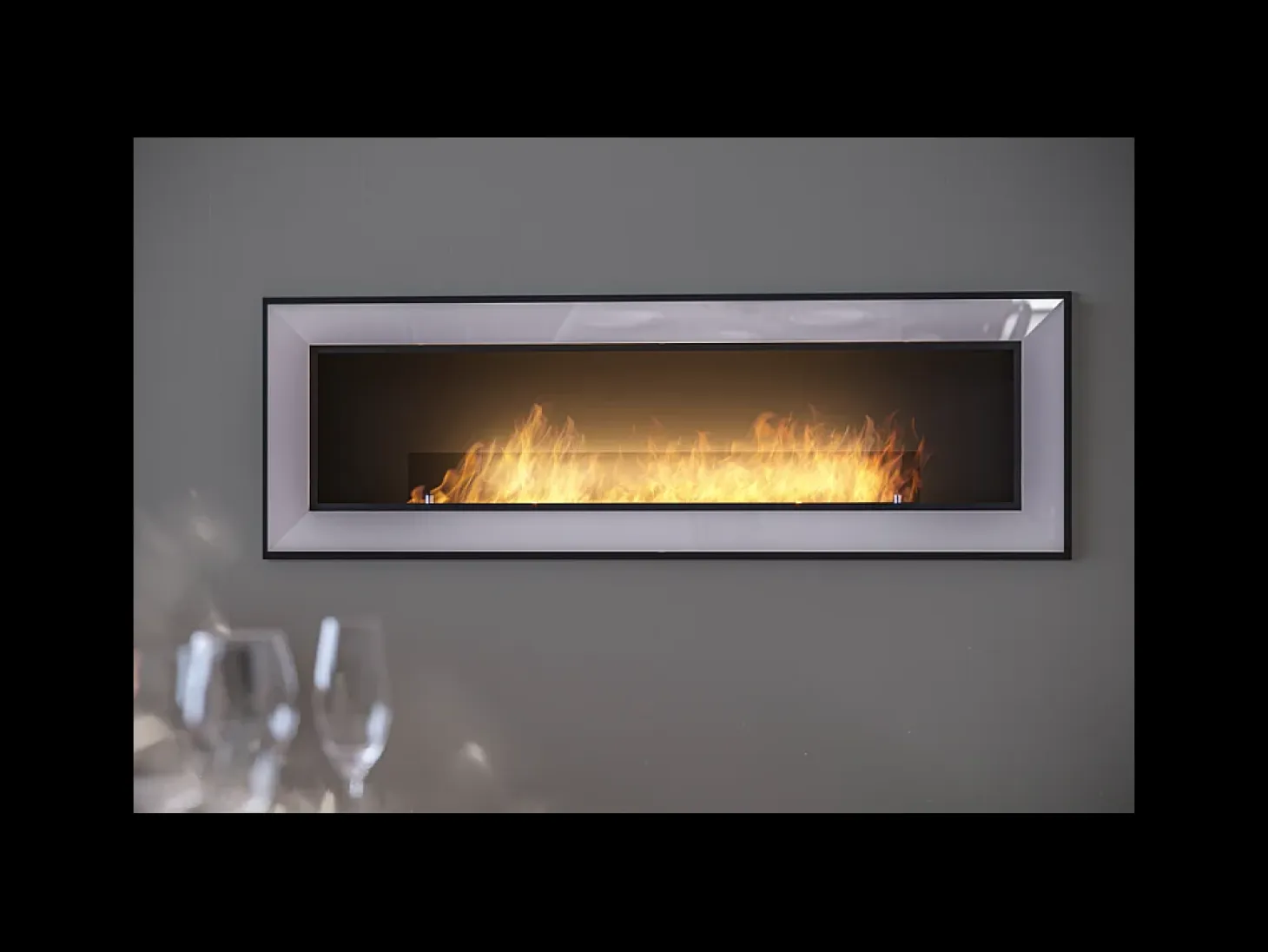 Chimenea de bioetanol Frame 1500 White SimpleFire empotrada con cristal