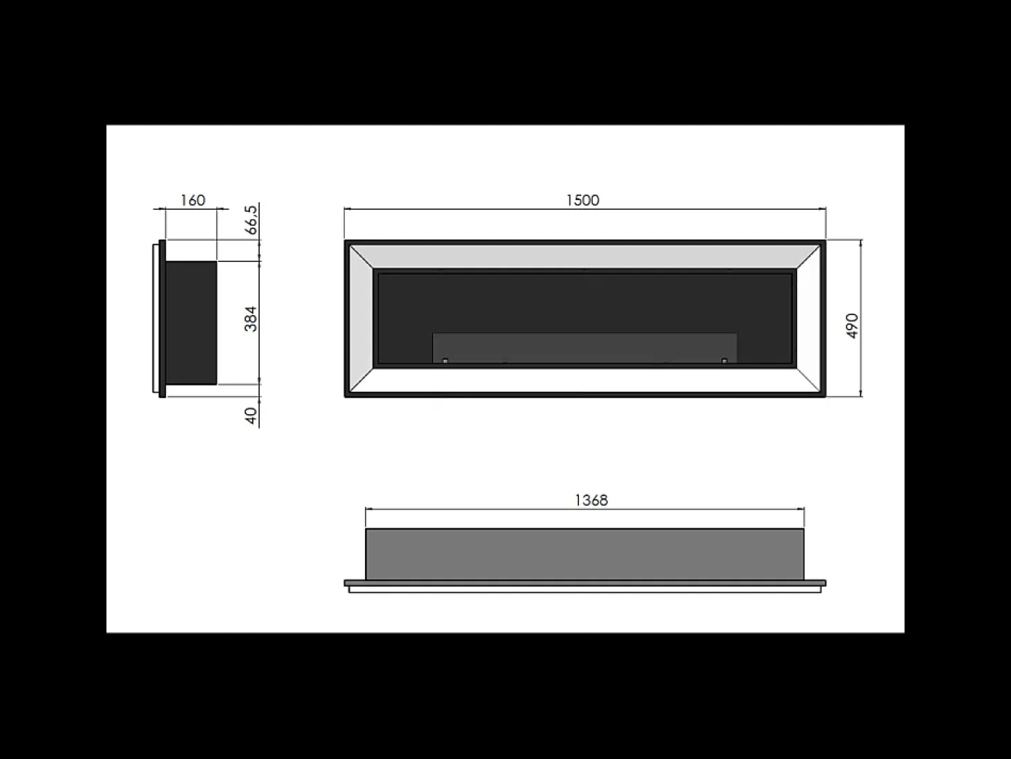 Chimenea de bioetanol Frame 1500 White SimpleFire empotrada con cristal