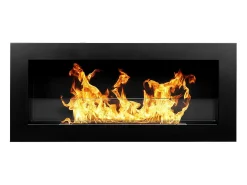 Chimenea de bioetanol Livorno Black de pared o empotrada, L 90 x P 12 x H 40 con cristal