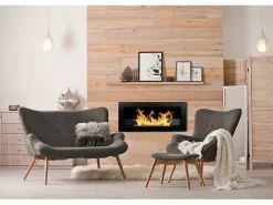 Chimenea de bioetanol Livorno Black de pared o empotrada, L 90 x P 12 x H 40 con cristal