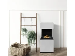 Chimenea de bioetanol Oslo, biochimenea independiente en acero blanco, L38xP38xH100