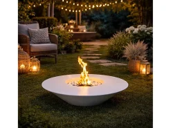 Chimenea de bioetanol para jardín exterior redonda blanca SANTORINI D.60