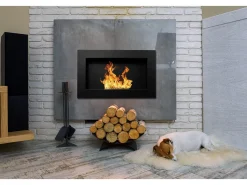 Chimenea de bioetanol Pisa Black para pared o empotrada, L 65 x P 12 x H 40