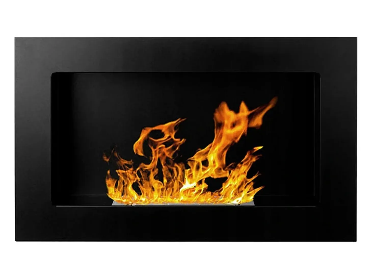 Chimenea de bioetanol Pisa Black para pared o empotrada, L 65 x P 12 x H 40
