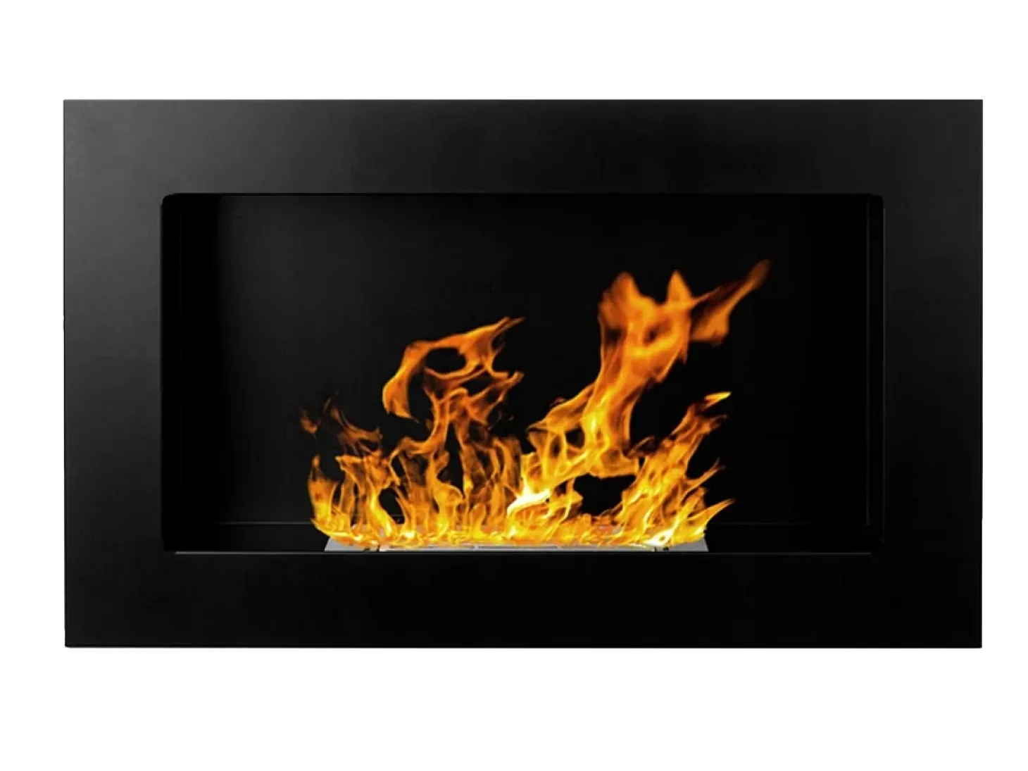 Chimenea de bioetanol Pisa Black para pared o empotrada, L 65 x P 12 x H 40
