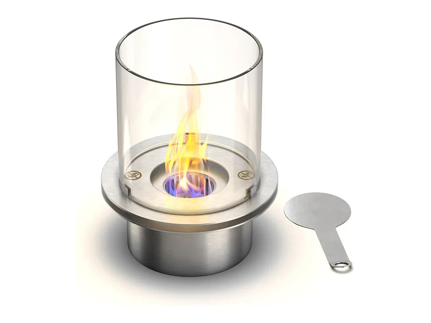 Chimenea de bioetanol RAFFAELLO Pearl White, brasero de pie para interior y exterior, d.35 x h.55