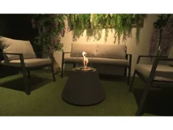 Chimenea de bioetanol STROMBOLI Pearl White, brasero de pie para uso interior y exterior, d.60 x h.56